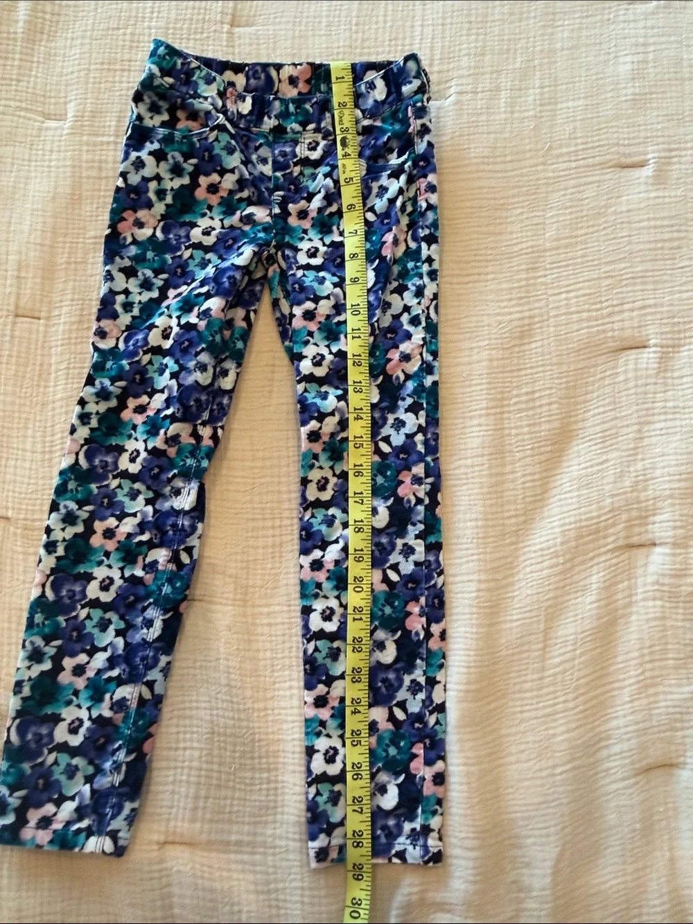 Gymboree Blue Floral Corduroy Leggings - Navy, Teal, Pink, White